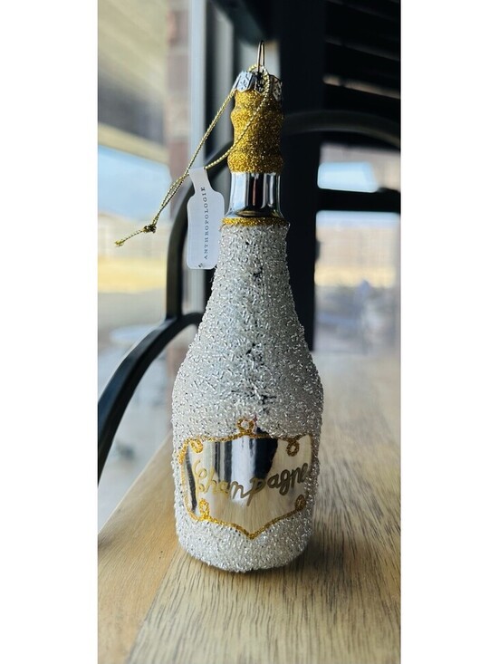 Anthropologie Other - Anthropologie Beaded Gold Champagne Bottle Glass Ornament NWT